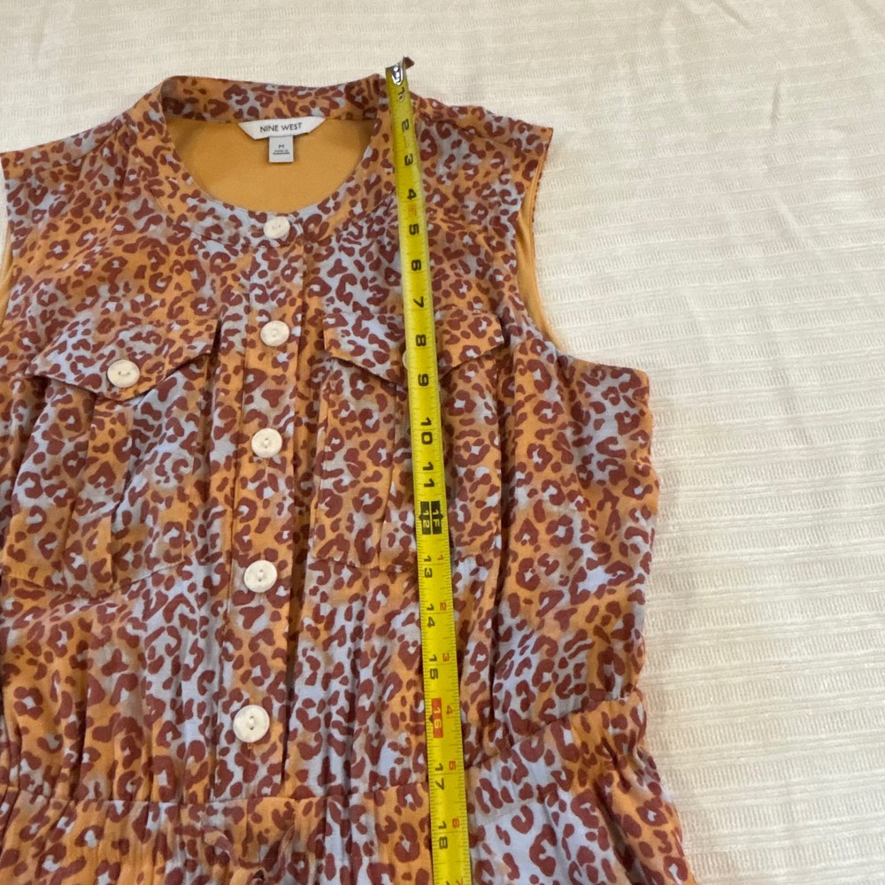 Nine West Leopard Print Sleeveless Mini Shirt Dress with Pockets - Picture 8 of 11